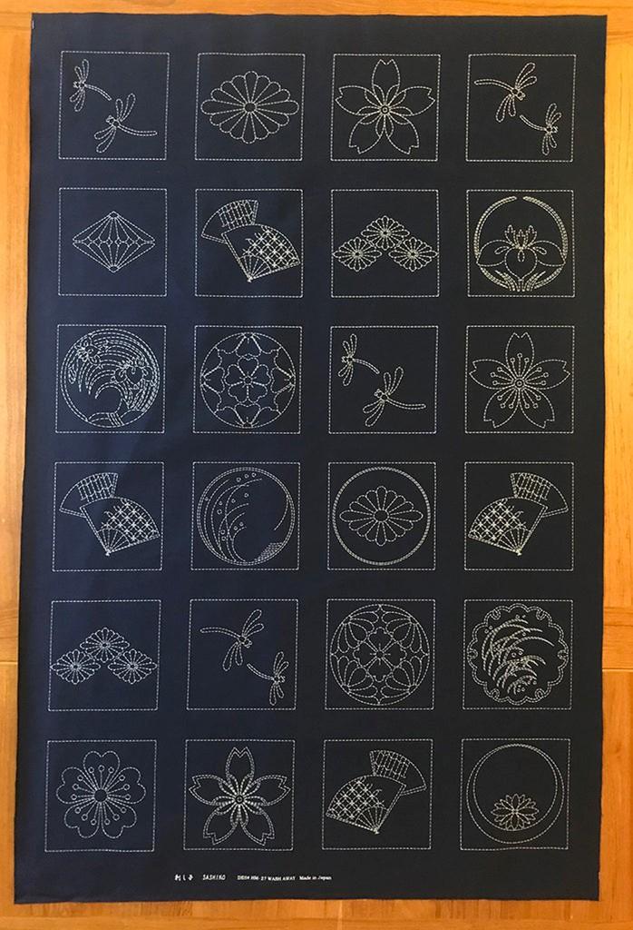 Panel: Sashiko Crest Blocks 30" x 44"