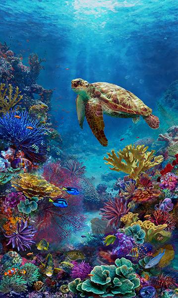 Panel: Sea Turtle & Coral