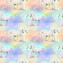 Pastel Background w Unicorns Metallic Silver