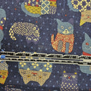 Patchwork Cats on Blue Poplin