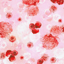 Red & White Airy Flowers on Pink Ruby Rose Camellia