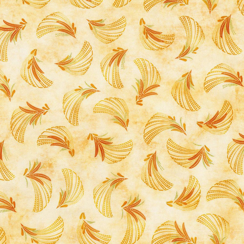 Small Gold Rust Fans on Peachy Cream Metallic