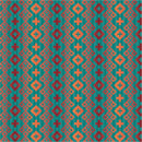 Southwest Teal, Orange Blanket Blocks in Rows