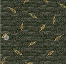 Sprig Phthalo Green Gold Leaf Embellished Metallic,  Flora & Form