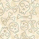 Stitched Skulls & Bones on Cream Creepin' It Real