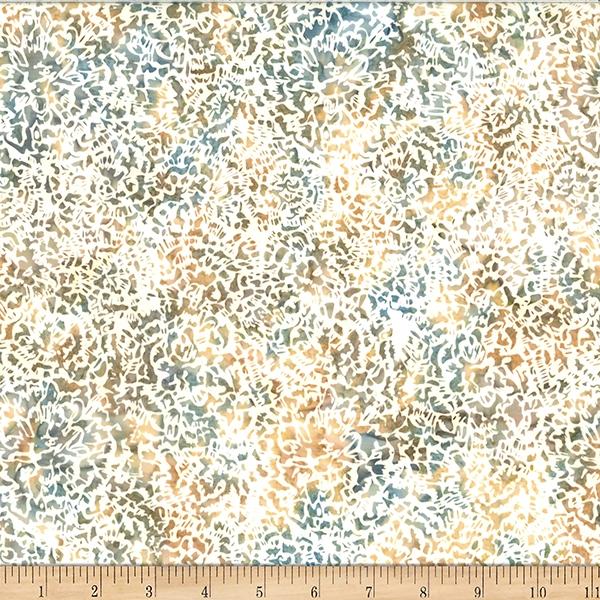 Tan, Green & Blue on Cream Clusters, floral like