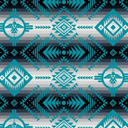 Thunderbird Blanket Stripe Teal Tucson