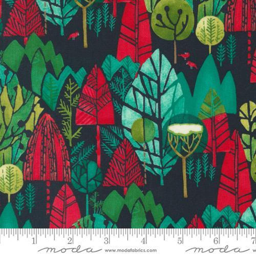 Trees on Black, Green, Teal, Red & White