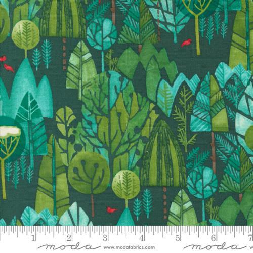 Trees on Green, Teal, Red & White