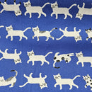 White Cats on Bright blue Approx 1.5 in Length, Oxford Cotton