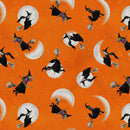 Witches w Brooms Flying Over Moons