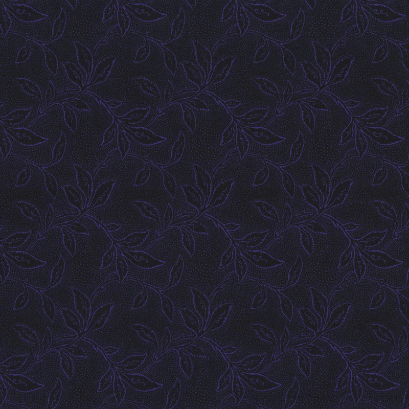 Black with Violet Leaf Outlines