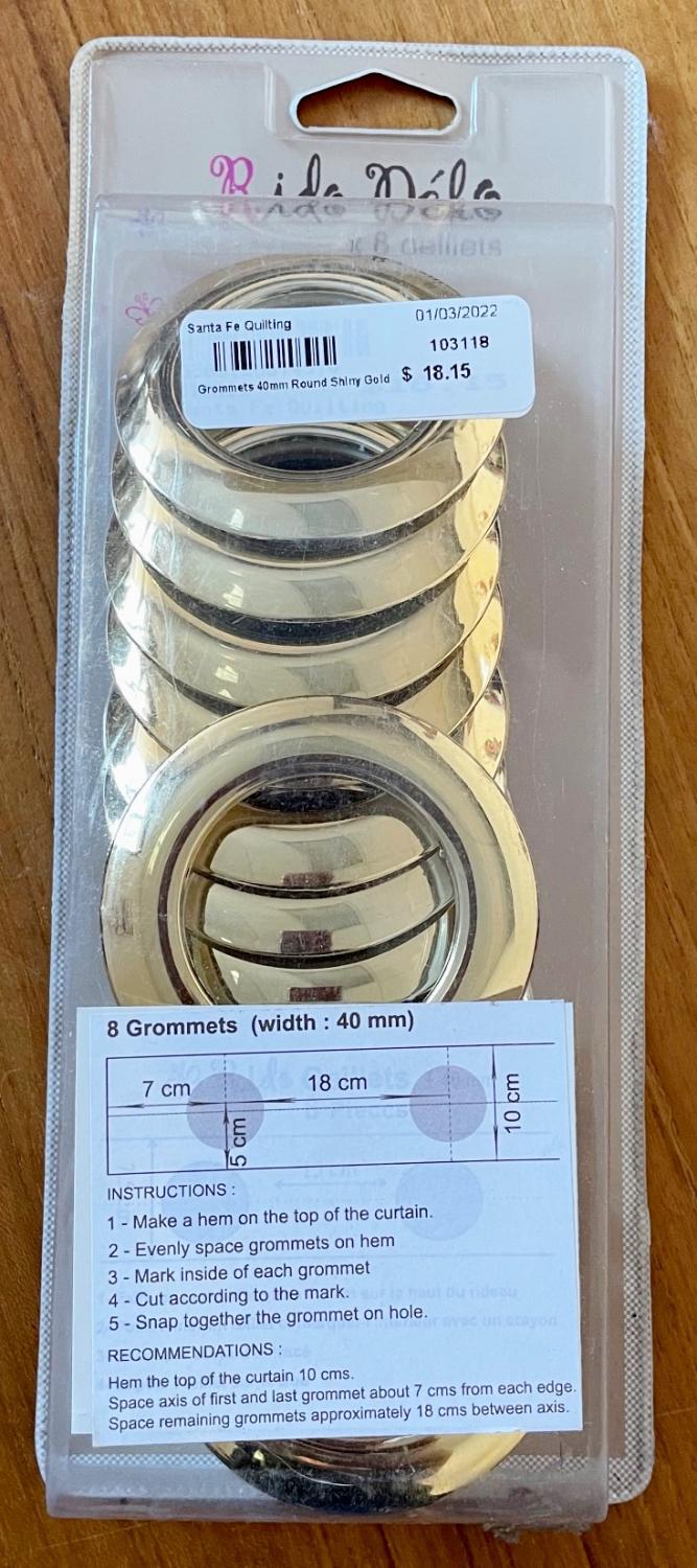 Grommets 40mm Round Shiny Gold