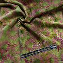 Rayon Green with violet flower