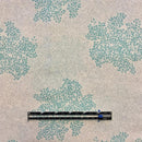 Natural Linen Blend with Light Gray and Blue Green Teal Ball Bushes