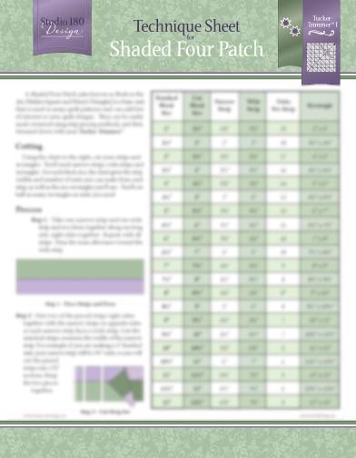Tech Sheet for Shaded Four Patch Studio 180