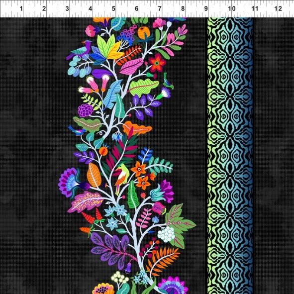 Bright Floral Border on Dark Gray