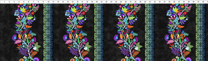 Bright Floral Border on Dark Gray
