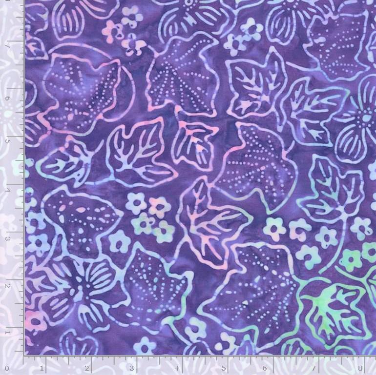 Purple Batik w Pastel Ivy and Flowers
