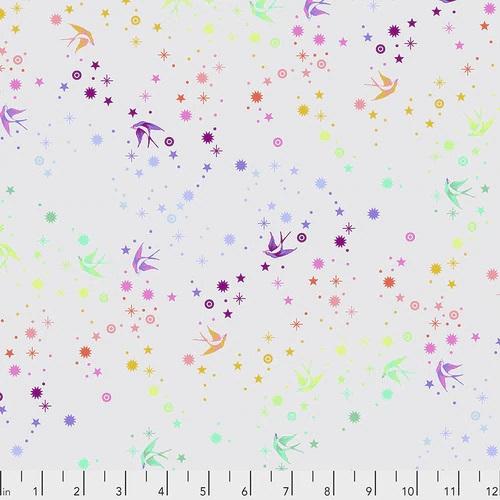 Gray w Swallows & Stars Fairy Dust, Whisper