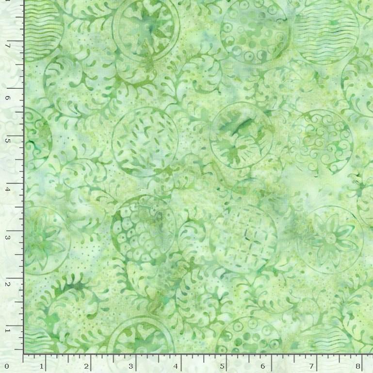 Lt Green Vine & Medalln Batik