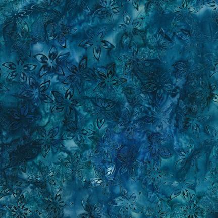 Blue Teal Batik w Flowers