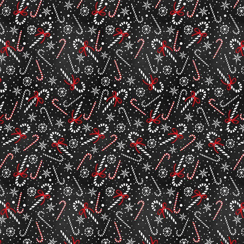 Candy Canes on Black Red & White