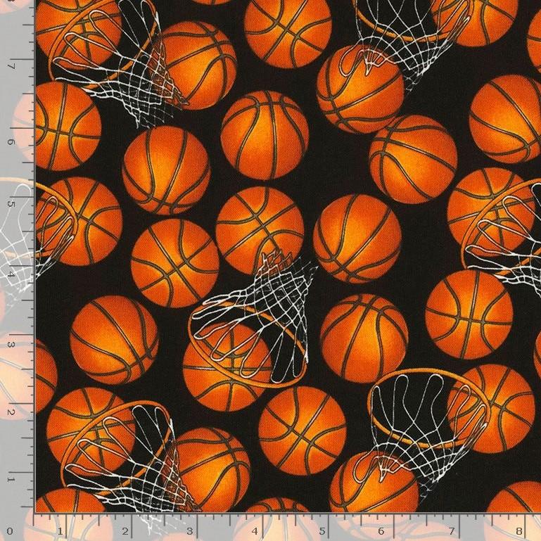 Basketballs & Hoops on Black
