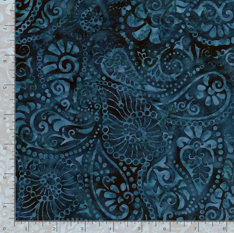 Blue Paisley Batik on Dk Blue