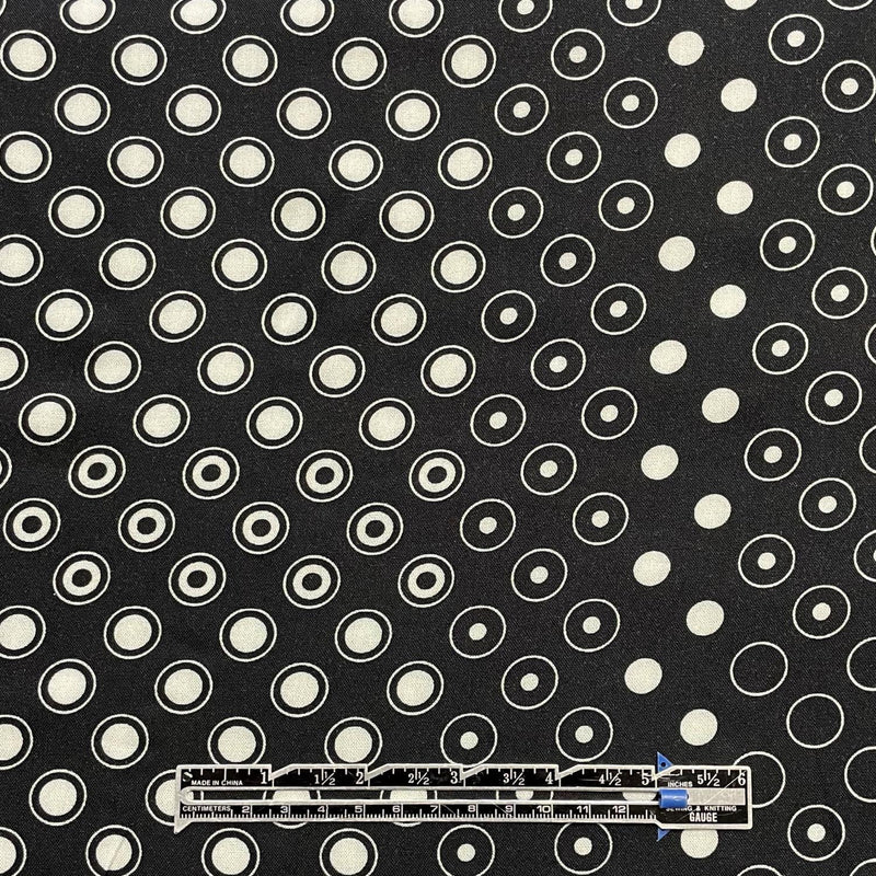 Rayon Black w White Circle Dot