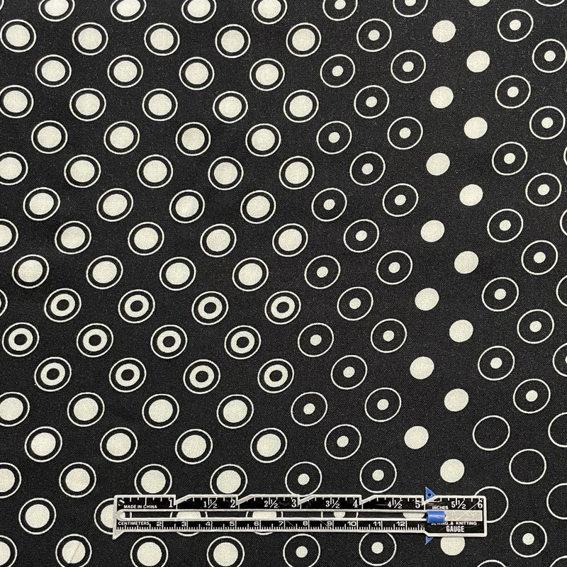 Rayon Black w White Circle Dot