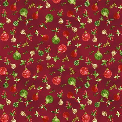 Christmas Tree Ornaments on Red, miniature
