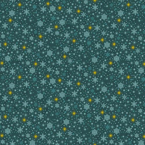 Dark Teal with Gold & Turquoise Stars