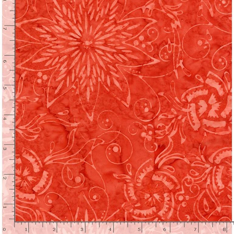 Red Orange Tonal Floral Batik