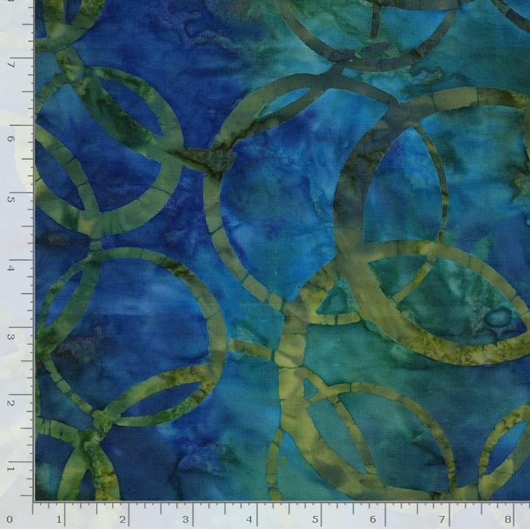 Batik Turq w Olive Circles