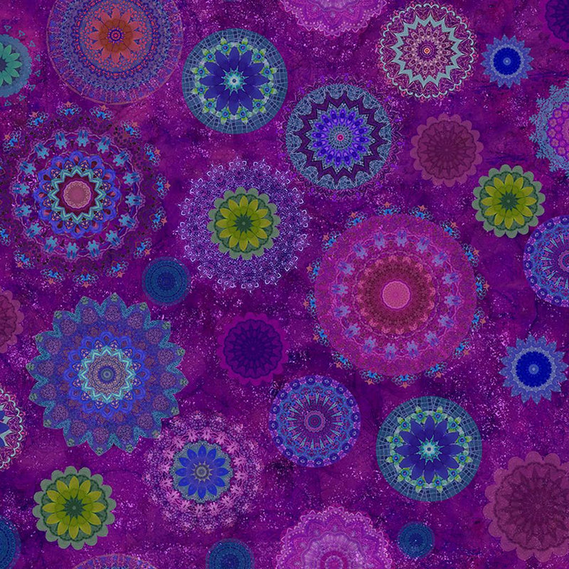 Purple w kaleidoscope circles in various colors, Zen