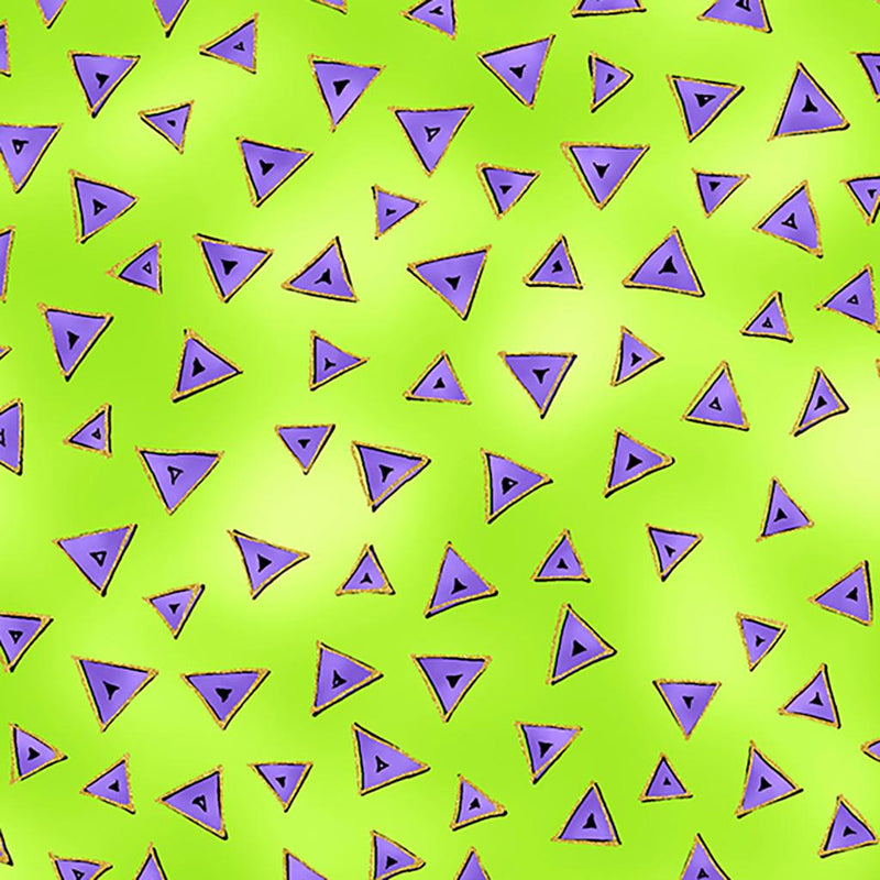 Lime Green w Purple Triangles Basic Triangles Metallic
