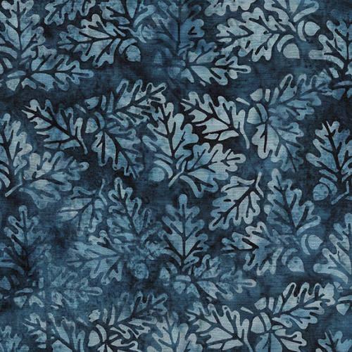 Batik Blue Gray Leaf & Acorn