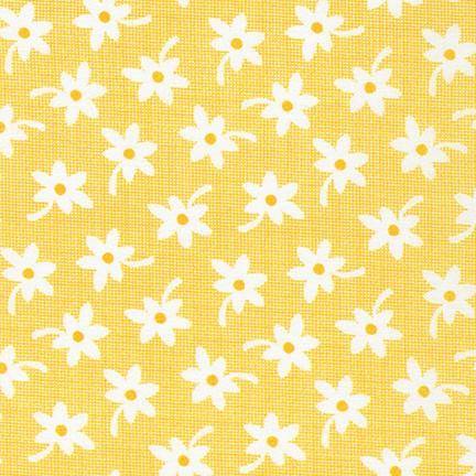 Yellow Grid w White Daisies