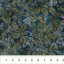 Batik Blue w Golden Tan Leaves