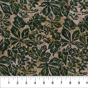 Batik Tan w Dark Green Leaves