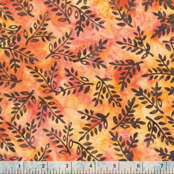 Orange Batik w Ppl Gray Sprigs