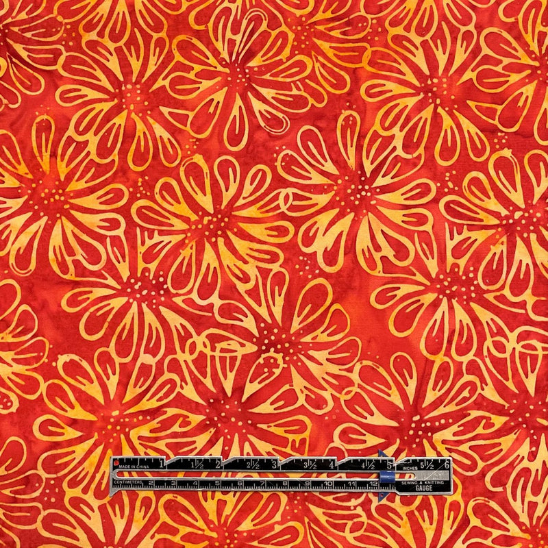 Red Org Batik w Orange Flowers
