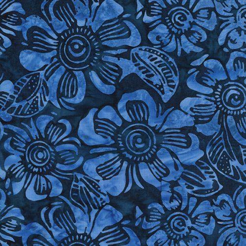 Blue Batik w Lt Blue Flowers