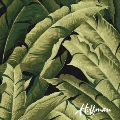 Ylw Grn Tropical Leaves on Blk