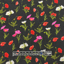 Poppies Red Pink Wht on Black