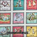 Squares w Cartoon Animal Love From the Heart, Mist Gray