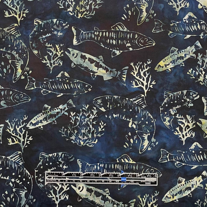 Dk Blue Batik w Trout Fish