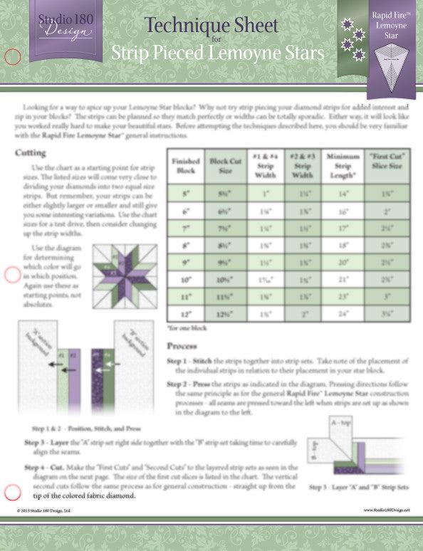 Technique Sheet for Strip Pieced Lemoyne Stars