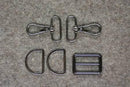 Gunmetal Black 1-1/4" Wide Hardware Bag Strap 5pc